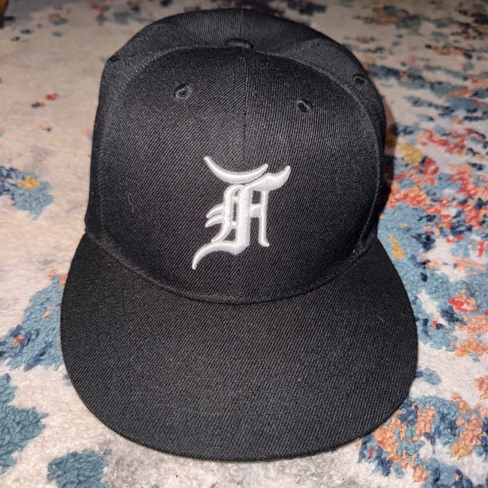 Black Fitted Cap with White Logo